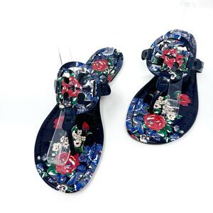 Tory Burch Miller Navy Floral Patent Leather Sandals Size 8 – Tea Rose Print